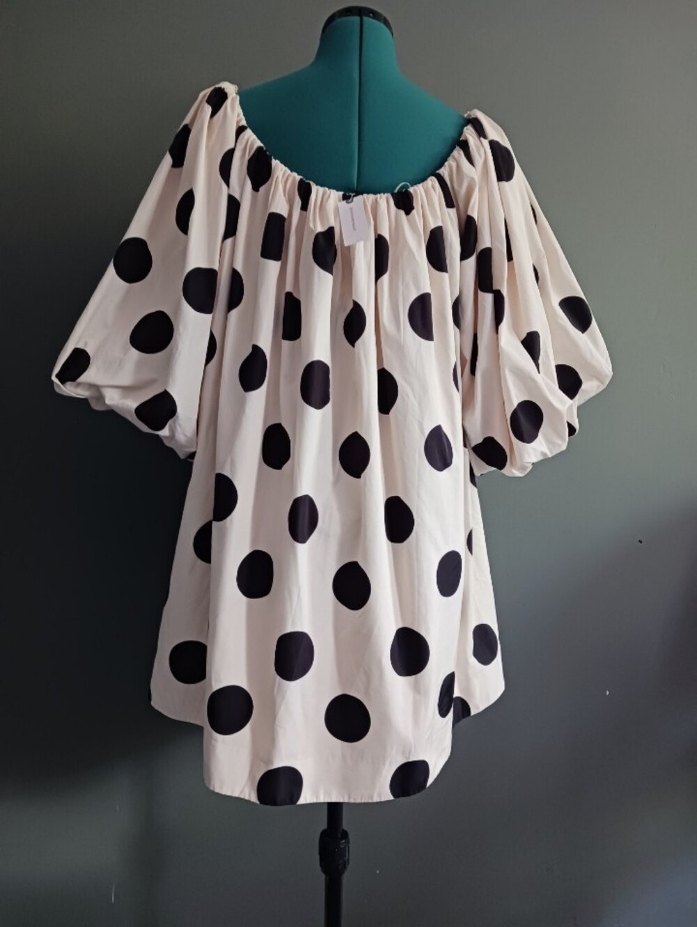 Anthropology Mare Mare Off-Shoulder Polka Dot Puff Sleeve Dress XL - Picture 5 of 12